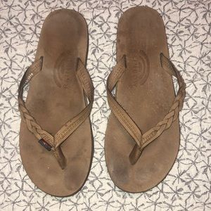 Rainbow Braided Flip Flops